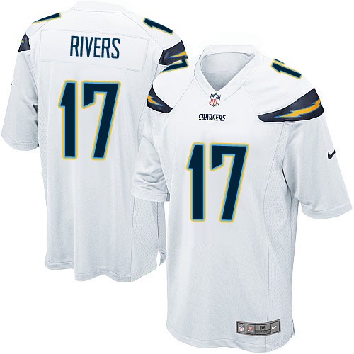 Men's Game Philip Rivers Nike Jersey White Road - #17 NFL Los Angeles Chargers